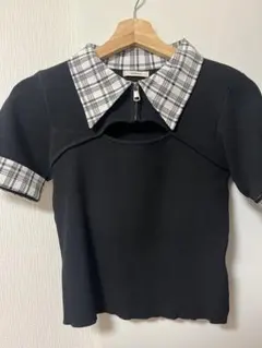 NOMAE チェックカラーニットトップスのサムネイル