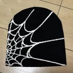 ビーニー　ニット帽　スパイダー　y2k ブラック　ホワイト　冬　ストリート