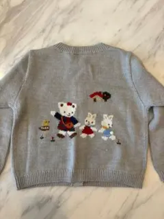 familiar 動物刺繍 カーディガン グレー