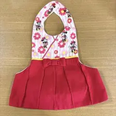 レトロ可愛い♪ ドット柄 花柄エプロン（白×赤） 水玉模様 花柄