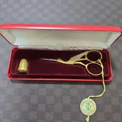 ゾーリンゲン コウノトリのハサミと指ぬきセット　金メッキ