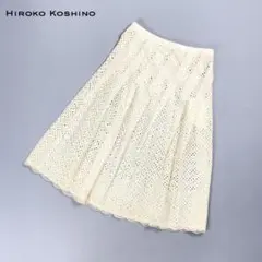 下札付 ヒロココシノ プリーツアイレットレーススカート 白サイズ38*CD886