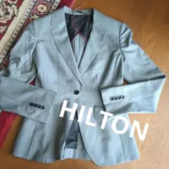 HILTON　グレー ストライプ テーラードWOOLジャケット