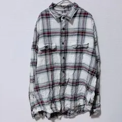 エアロポステール チェック シャツ 襟付長袖 XL 白赤緑 綿 カジュアルのサムネイル