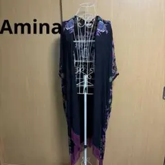 チャイハネ　Amina 花柄　フリンジ ロング　カーディガン エスニック　インドのサムネイル