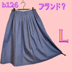 ブランド不明　フレアロングスカート　L パープル