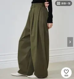 RANAN カーブシルエットサイドタックパンツ　カーキ　M