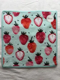 フェイラー　ストロベリードット　ペールグリーン　ハンカチ