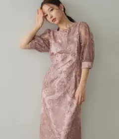 PREFERIR 刺繍レース バックリボンドレス　結婚式 パーティー オケージョ