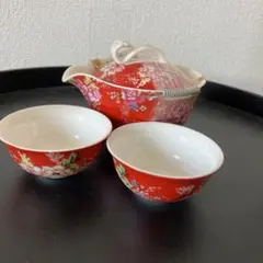 台湾花布柄　中国茶器セット