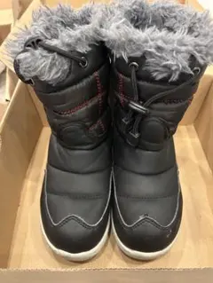 ファー付きブラックスノーブーツ 20cm