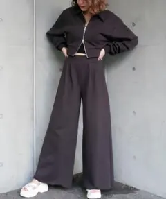 SPIRALGIRL ブラック　ワイドパンツ スウェット