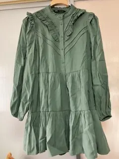 ZARA グリーン フリル付きチュニック
