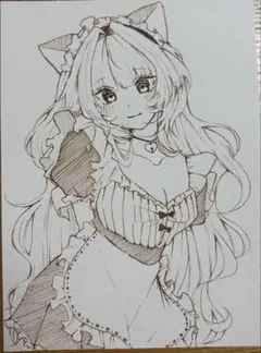 オリジナル 手描きイラスト 猫耳メイド スケッチブック
