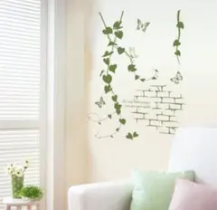 ウォールステッカー　グリーン　蝶々　木　壁紙　植物　自然　欧風　インテリア　賃貸