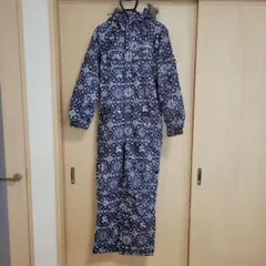 ネイビー系幾何学模様オールインワンスノーボードウェア