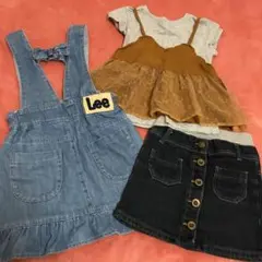 デニムジャンパースカート  ビスチェ付きTシャツ　スカート　100