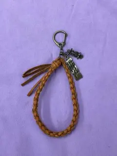 レザー編み込みストラップ フクロウチャーム付き