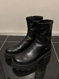 black design zip boots Y2K - メルカリ