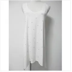 白タンクチュニックカラーストーンワンピ体型カバーアシンメトリー