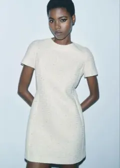ZARA ホワイトツイードミニワンピース