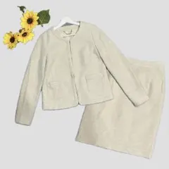 【ELLE】✨美品✨スカートセットアップ　ツイード　長袖　38　Mサイズ