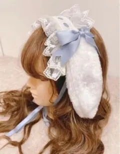 【81】　レディース　うさみみ　ヘッドドレス　レース　フリル　ロリータ　コスプレ