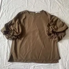 オペークドットクリップ　バルーンスリーブ　ブラウス