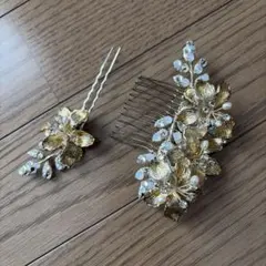 ゴールド花モチーフヘッドドレスセット