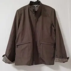 ブラウン ジップアップジャケット チェック柄