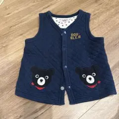 ネイビー クマ刺繍 キッズベスト