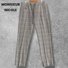 ムッシュニコル　チェック柄パンツ　ウエストゴム　スラックス　M メンズのサムネイル