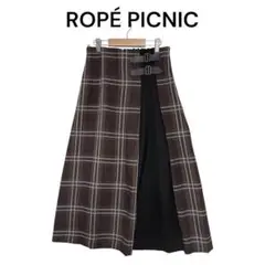 【 美品 】ROPÉ PICNIC チェックコンビキルトスカート ブラウン 36