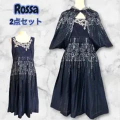 美品 インポートロッサ 豪華レース切替 花柄フレアワンピース 42 XL