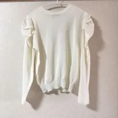 【しまむら×mako】パワショルニットプルオーバー（アイボリー/LL）