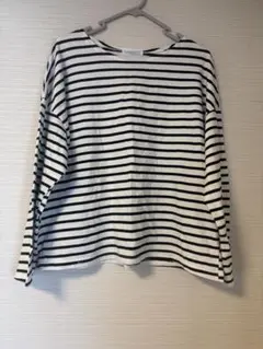 ストライプ柄 長袖カットソー ホワイト/ブラック