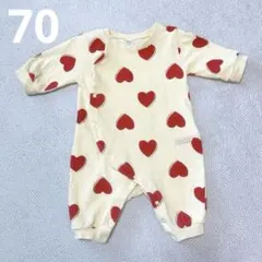 バースデイ　フタフタ　futafuta ハート柄 黄色　ロンパース 70