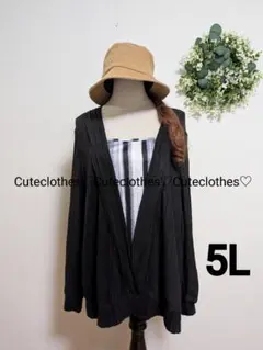 5L♡新品大きいサイズ♡柔らかなリブニット♡重ね着風ストライプ♡プルオーバー