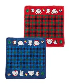 動物刺繍付きタオルハンカチ 2枚セット