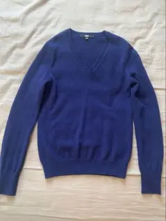 ユニクロ カシミヤ100% Vネックセーター Sサイズ ブルー