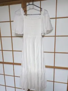 【美品】ONEWAY ホワイトマキシドレス フレアスリーブ