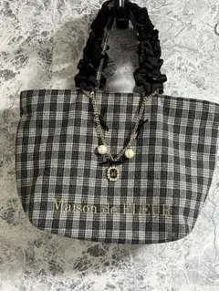 Maison de FLEUR チェック柄トートバッグ