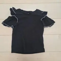 黒 フリル付き Tシャツ 130