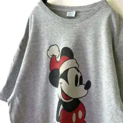 デルタ ミッキーマウス クリスマス Tシャツ L グレー 灰色 古着