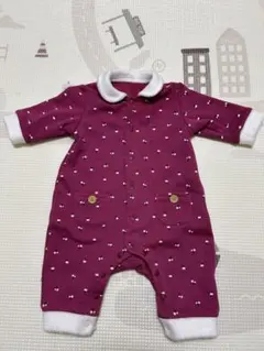 紫色 小花柄 ロンパース 60サイズ