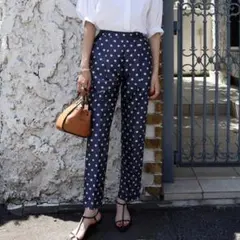 【新品】ELFRANK ドットジャガードセンタープレステーパードパンツ　ネイビー