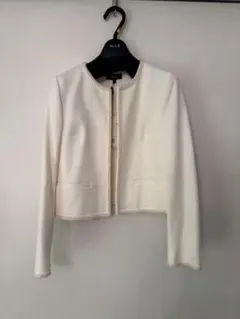Theory ホワイト ノーカラージャケット　カーディガン Theory ホワイト ノーカラージャケット カーディガン Theory
