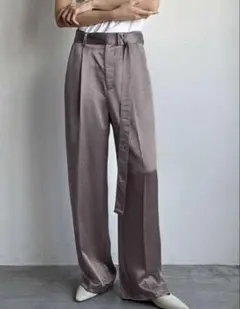 SHEIN シャンパンカラーウエストベルトパンツ★ストレートパンツ ワイドパンツ