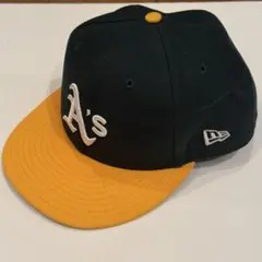 New Era A's ベースボールキャップ モスグリーン／イエロー　7 3/8
