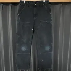 鬼フェード Carhartt ビンテージ ダブルニーパンツ ブラック 33×30